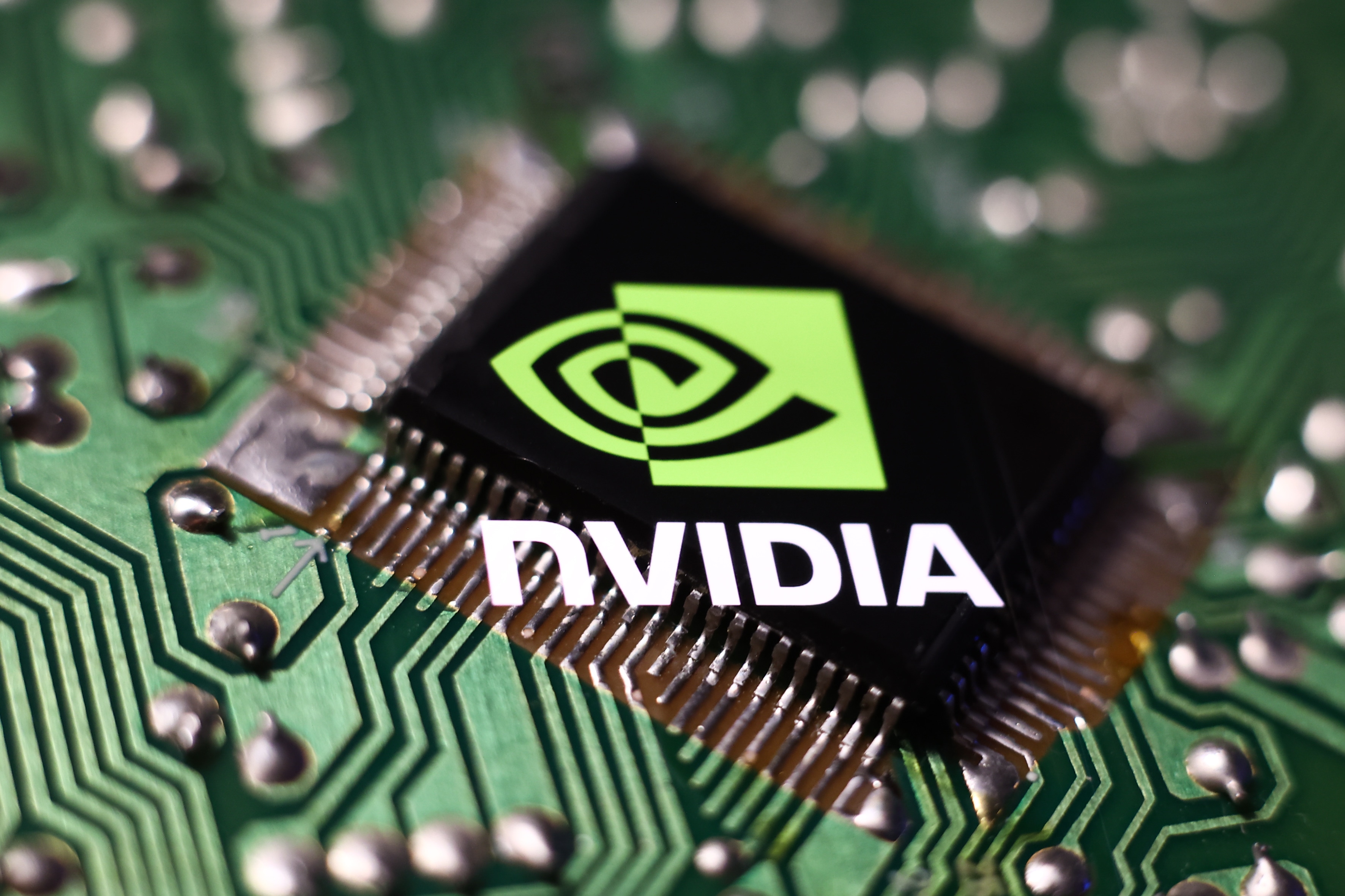 A chip with the Nvidia logo on it.